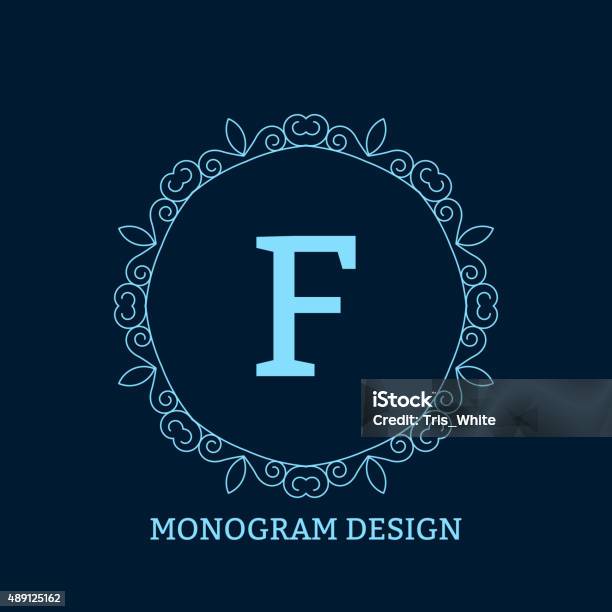 Blue Simple Monogram Vector Illustration Of The Linear Blue Monogram Stock Illustration ...