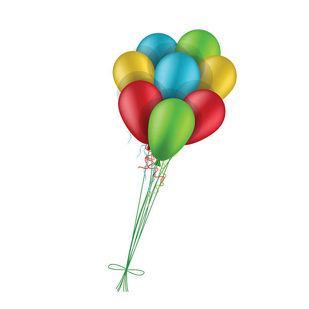 balon do strony z urodziny, kolorowe, kolor - birthday balloon bouquet clip art stock illustrations