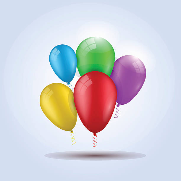 шар для вечеринки, день рождения, красочные и яркие - birthday balloon bouquet clip art stock illustrations