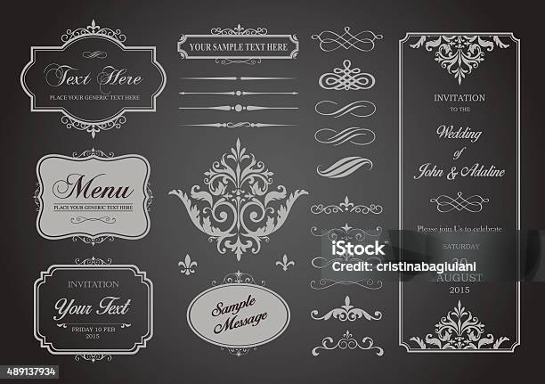 Vector Set Of Borders Frames And Page Dividers Stock Illustration - Download Image Now - Formalwear, Border - Frame, 2015