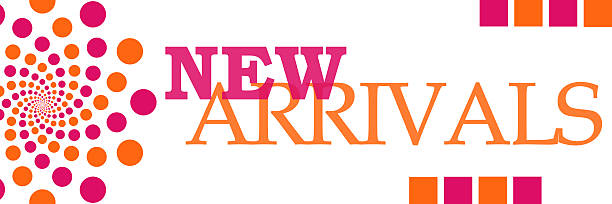 New Arrivals Pink Orange Dots Horizontal stock photo