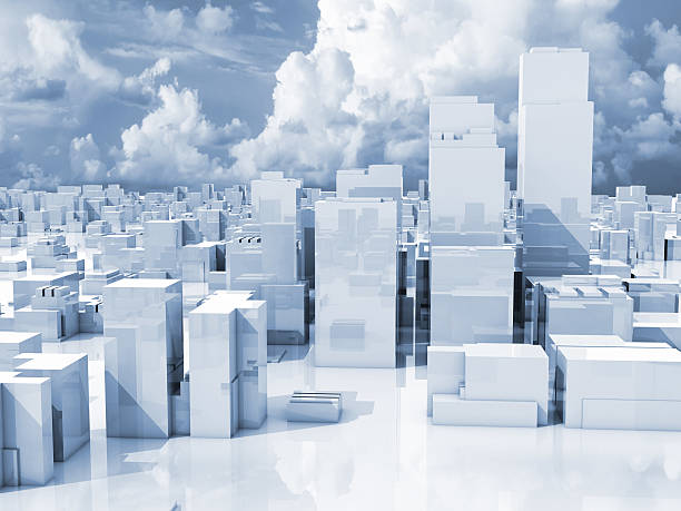 istock Abstract 3d cityscape, skyline of skyscrapers 489141000