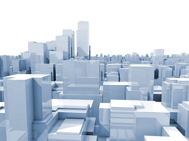 istock Abstract digital white cityscape 3d illustration 489141038