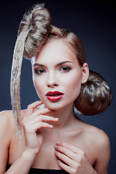 istock young elegant woman with creative hair style leopard print close 489143718