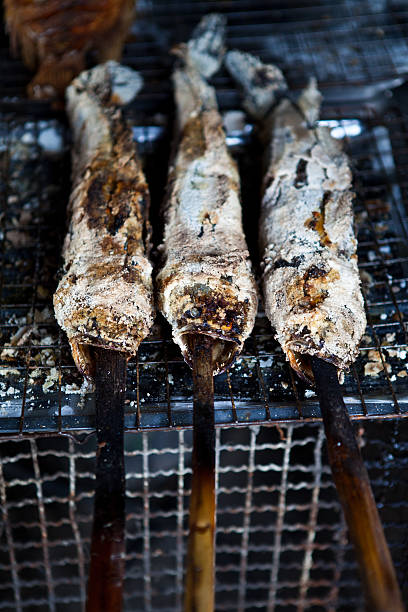 istock Freshwater fish Grill,Striped snakehead fish 489143962