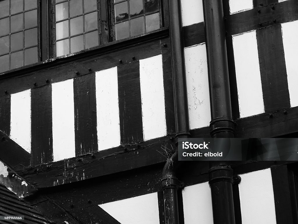 chester tudor tourism leaded windows gutter history 2015 Stock Photo