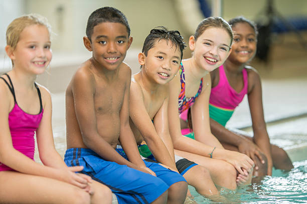 istock Children Sitting Beside a Pool 489150768