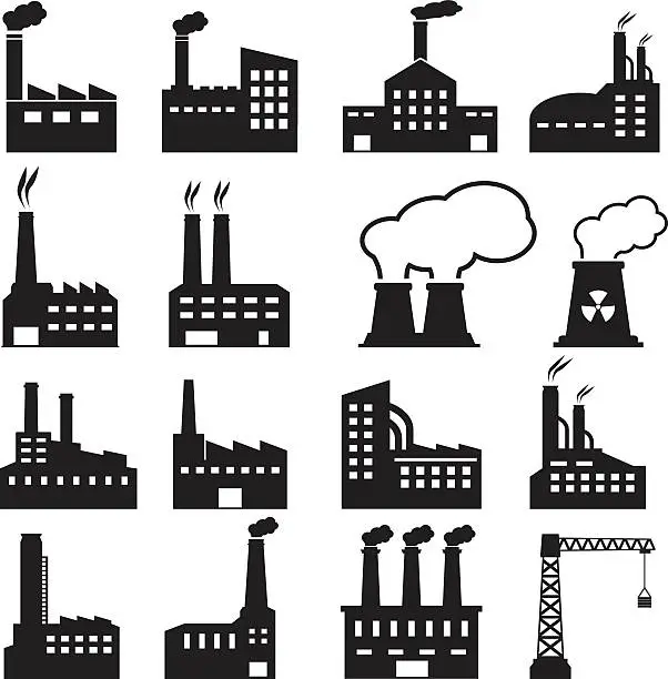 Vector illustration of Factory Icons