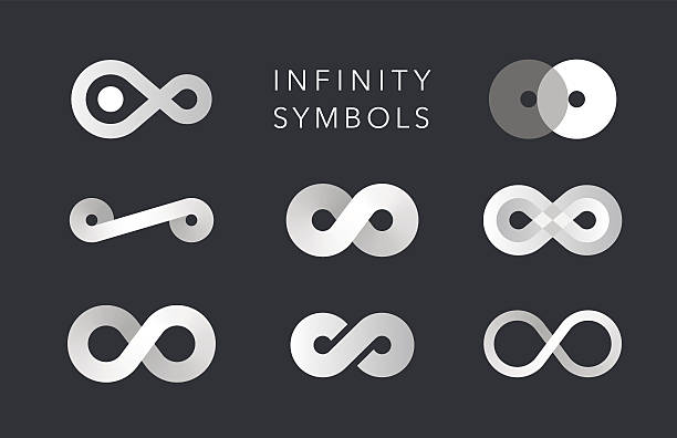 ilustraciones, imágenes clip art, dibujos animados e iconos de stock de vector conjunto de símbolos de borde infinito, monocromo - infinity