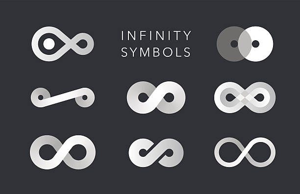 ilustrações de stock, clip art, desenhos animados e ícones de vector conjunto de símbolos de infinito, monocromático - infinity