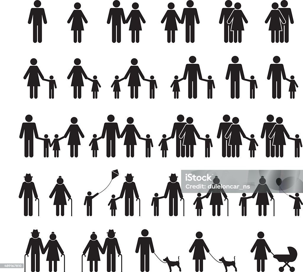 People Family Icons In Silhouette stock vector