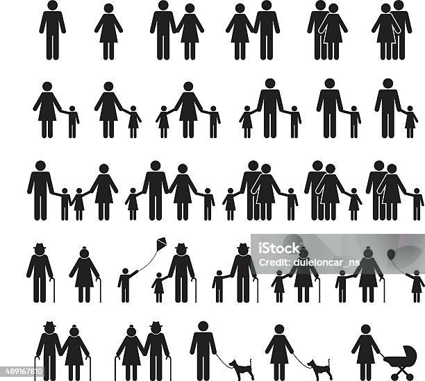 People Family Icons Stock Illustration - Download Image Now - In Silhouette, People, Teenager