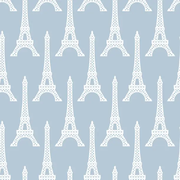 Vector illustration of Eiffel Tower seamless pattern. French vector background.