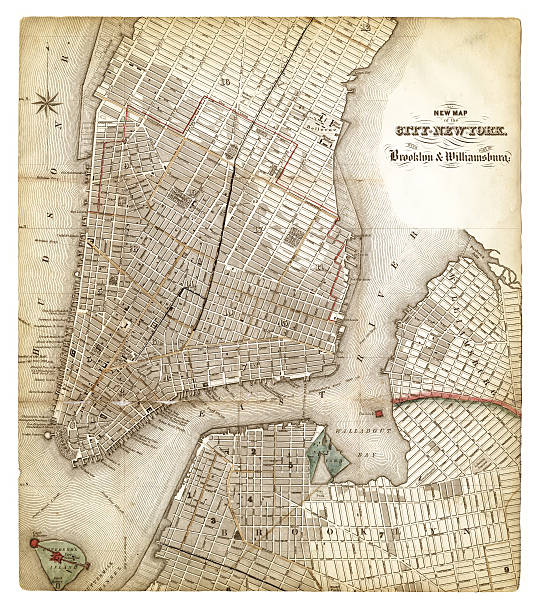 ilustrações de stock, clip art, desenhos animados e ícones de mapa da cidade de nova iorque 1840 - brooklyn nova iorque