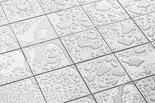 Water Raining on the tile floor.