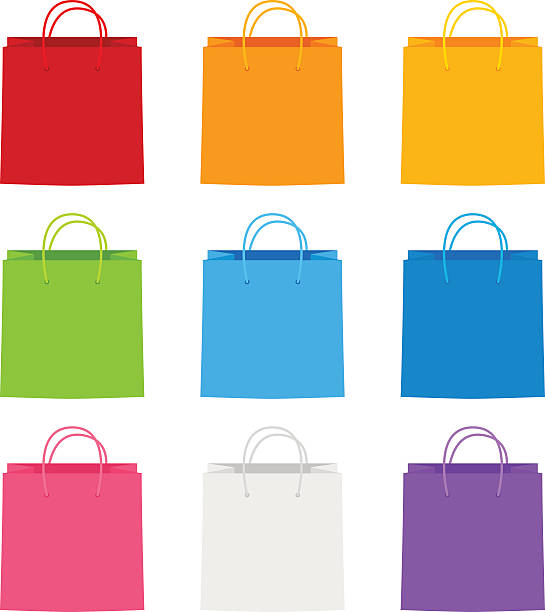 백색과 종이 장보기를 수하물을 디자인식 - bag shopping blue paper stock illustrations