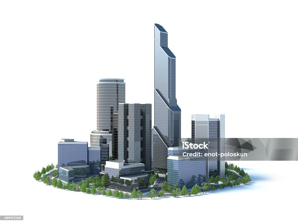 city group of 3d skyscapers on white background City Stock Photo