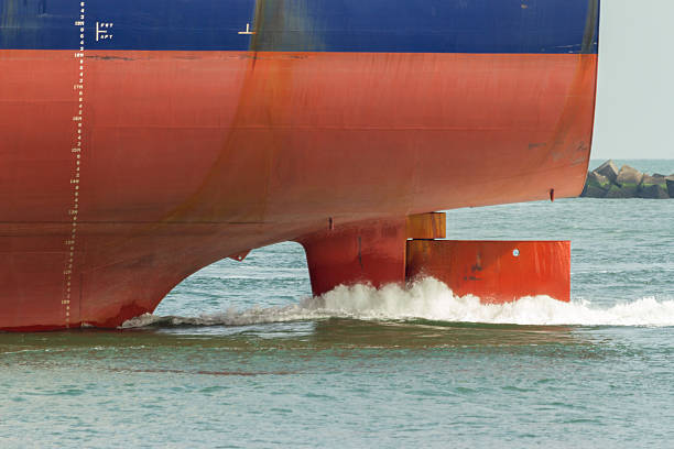 istock Stern and rudder of cargoship 489173492