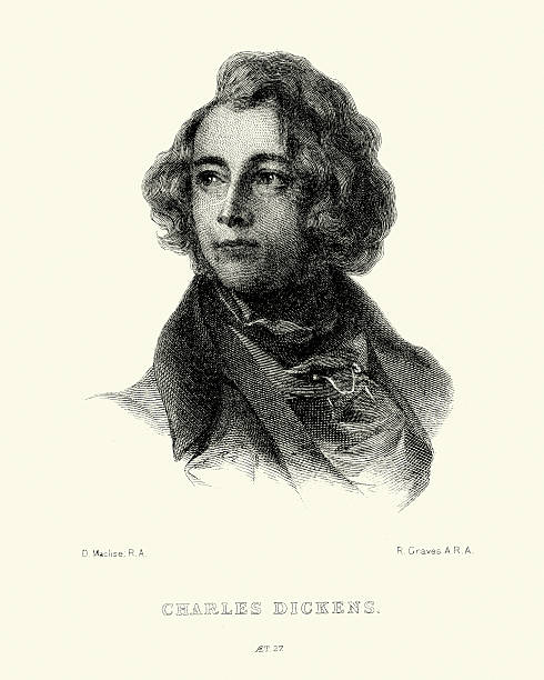 ilustrações de stock, clip art, desenhos animados e ícones de retrato de charles dickens - charles dickens victorian style author men