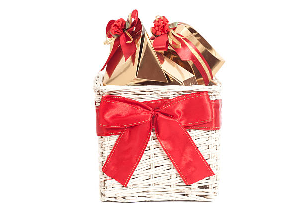 istock Basket with gifts isolated on white background 489174940