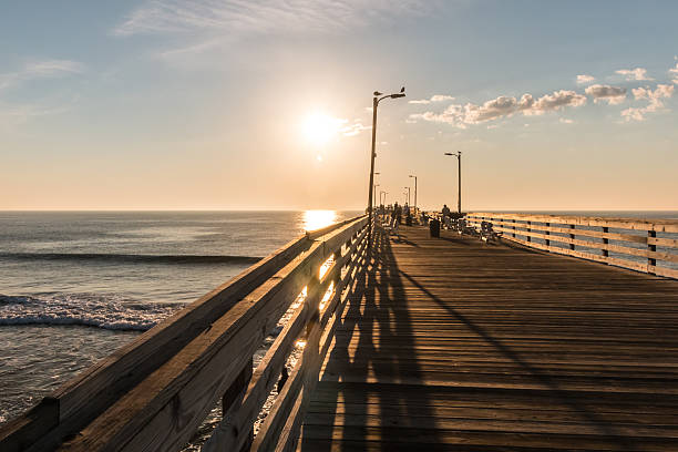 Early Morning on the Virginia Beach Fishing Pier stock photo