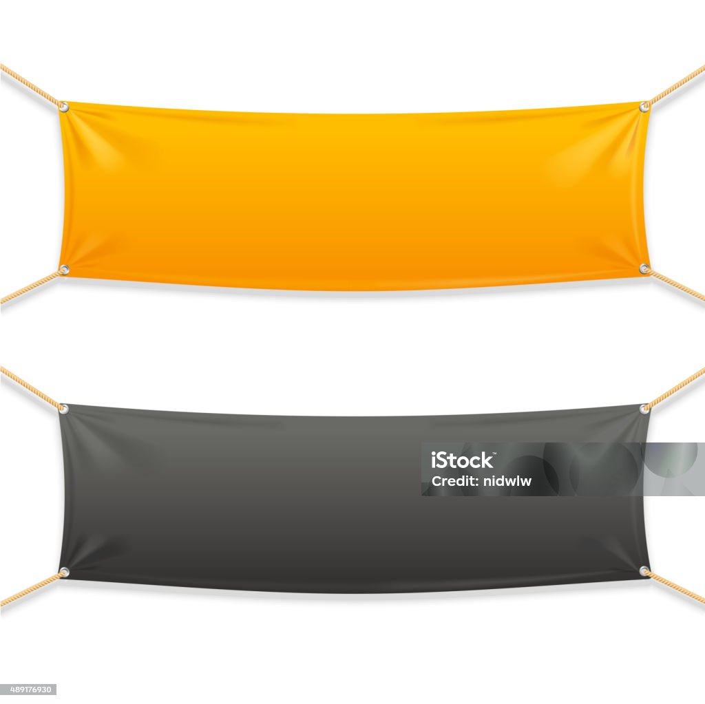 Fabric Rectangular Horizontal Banner With Ropes Vector Stock ...