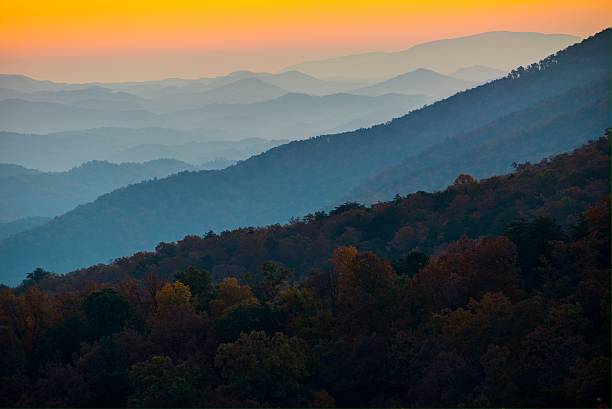 Foothills Parkway in Great Smoky Mountains National Park Foothills Parkway in Great Smoky Mountains National Park at sunset foothills parkway photos stock pictures, royalty-free photos & images
