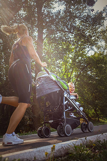 istock Jogger mom with baby in stroller 489181560