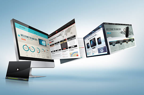 web дизайн концепции в области развития - digital tablet the media internet marketing стоковые фото и изображения