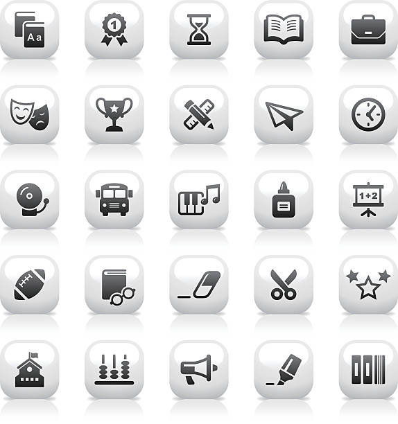 button icons set/bildung und ausbildung - adhesive note stock-grafiken, -clipart, -cartoons und -symbole