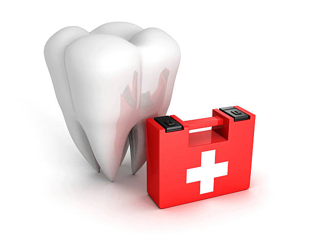 istock Healthy Tooth And Medical Kit on white background 489182034