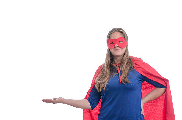 istock Woman superhero with red cape. 489182108