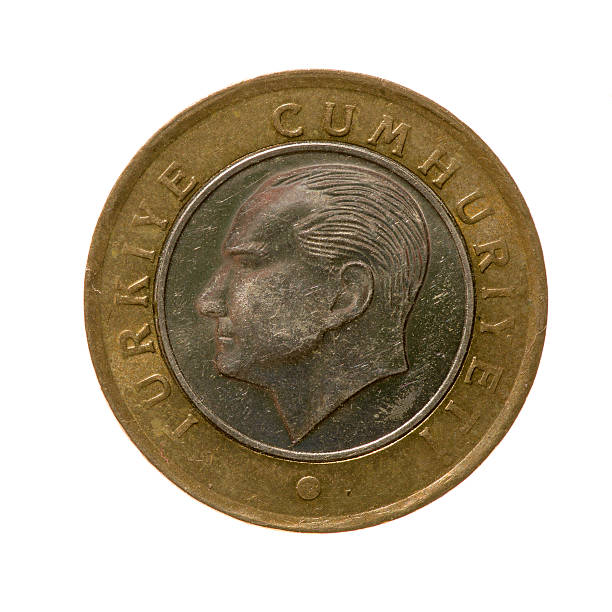 istock coin one lira Turkey isolated on a white background. 489182170