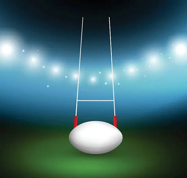 Vector illustration of Rugby ball on a field