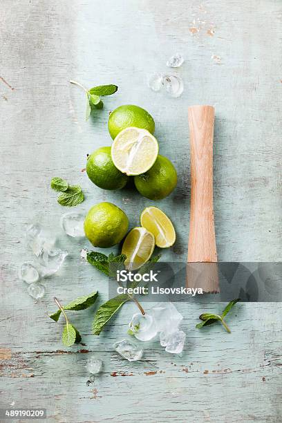 Ingredients For Mojitos Stock Photo - Download Image Now - Alcohol - Drink, Backgrounds, Blue