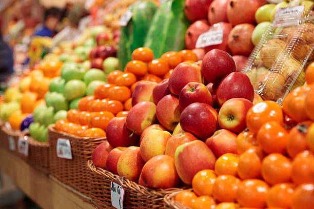 istock Fruits on a farm market 489190757