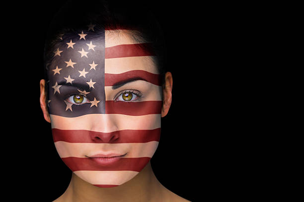 istock Usa football fan in face paint 489192425