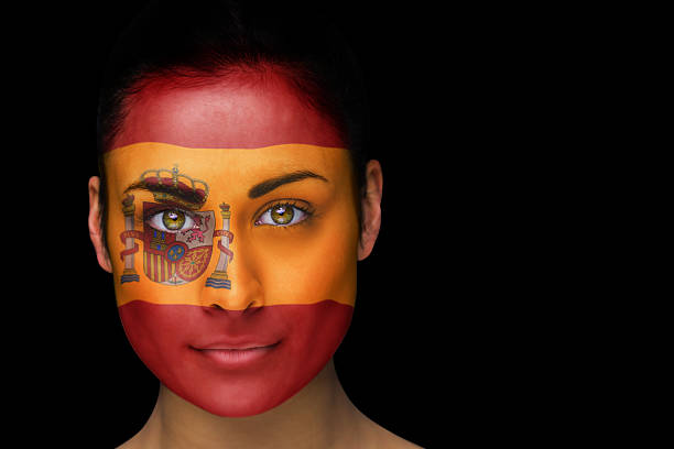 istock Spanish football fan in face paint 489192435