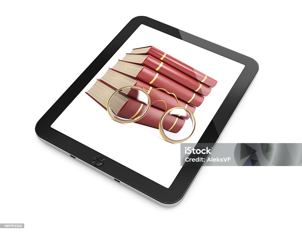 Computador Tablet com livros no ecrã - Royalty-free Aprender Foto de stock