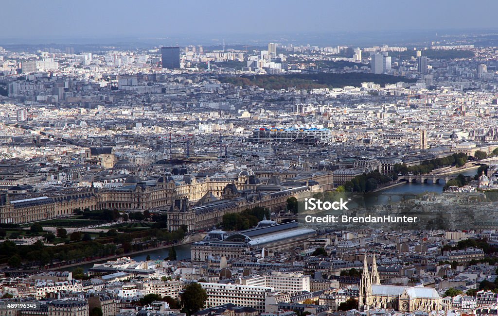 Parisian Cityscape A view of Paris from the Eiffel Tower.  Aerial View Stock Photo