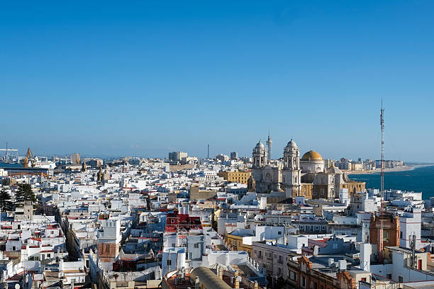 Aerial view of Cadiz from Torre Tavira, Andalucia, Spain