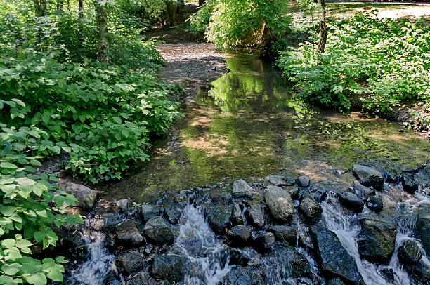 istock Beauty  springtime waterfall at small river in  south park 489201600