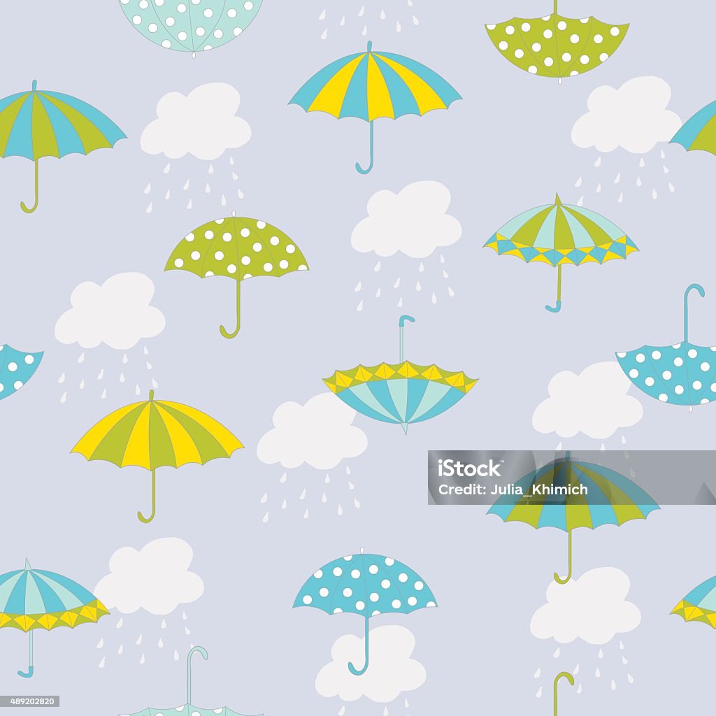 Umbrella pattern Vector autumn seamless pattern with hand drawn umbrellas, clouds and rain. Can be used for background, card template, fabric print, scrapbook 2015 stock vector