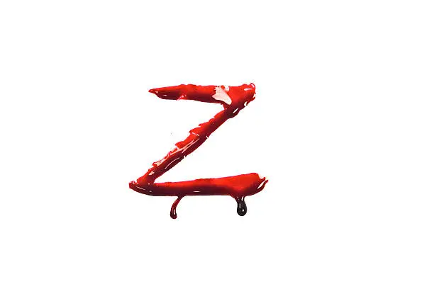 Blood fonts with dripping blood, the letter z