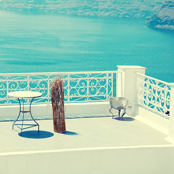 Sunny day in the Oia village on Santorini island, Greece