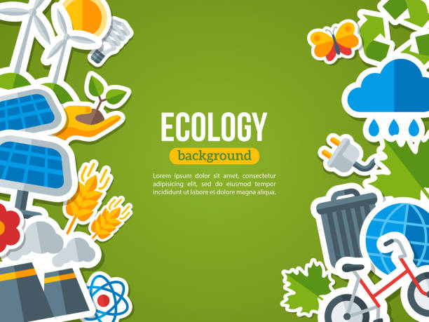 ilustrações de stock, clip art, desenhos animados e ícones de vector conceito de design plano ecologia - earth day banner placard green