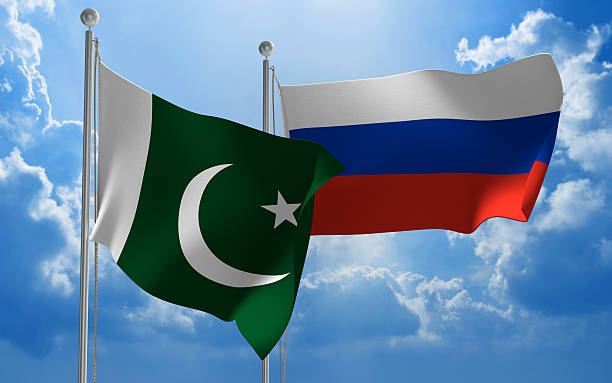 istock Pakistan and Russia flags flying together for diplomatic talks 489204498