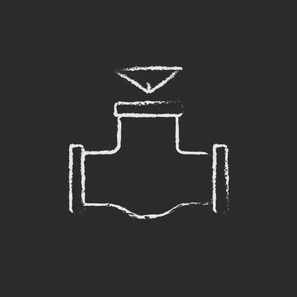 Vector illustration of Gas pipe valve icon drawn in chalk