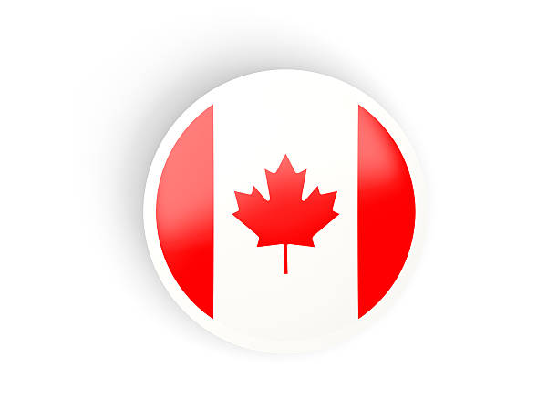 istock Round sticker with flag of canada 489208732