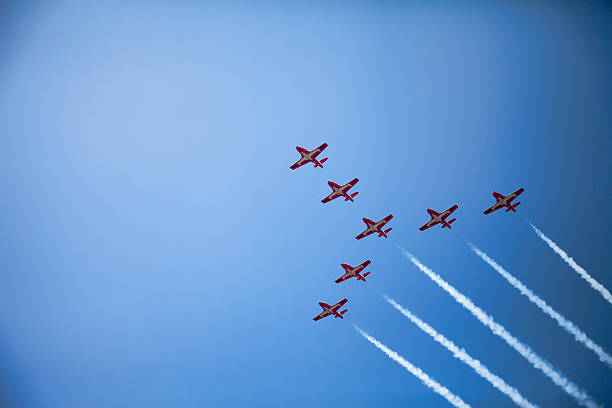 Toronto, Canada - September 7, 2015: Snowbirds flying in formation at the Canadian National Exhibition International Airshow.